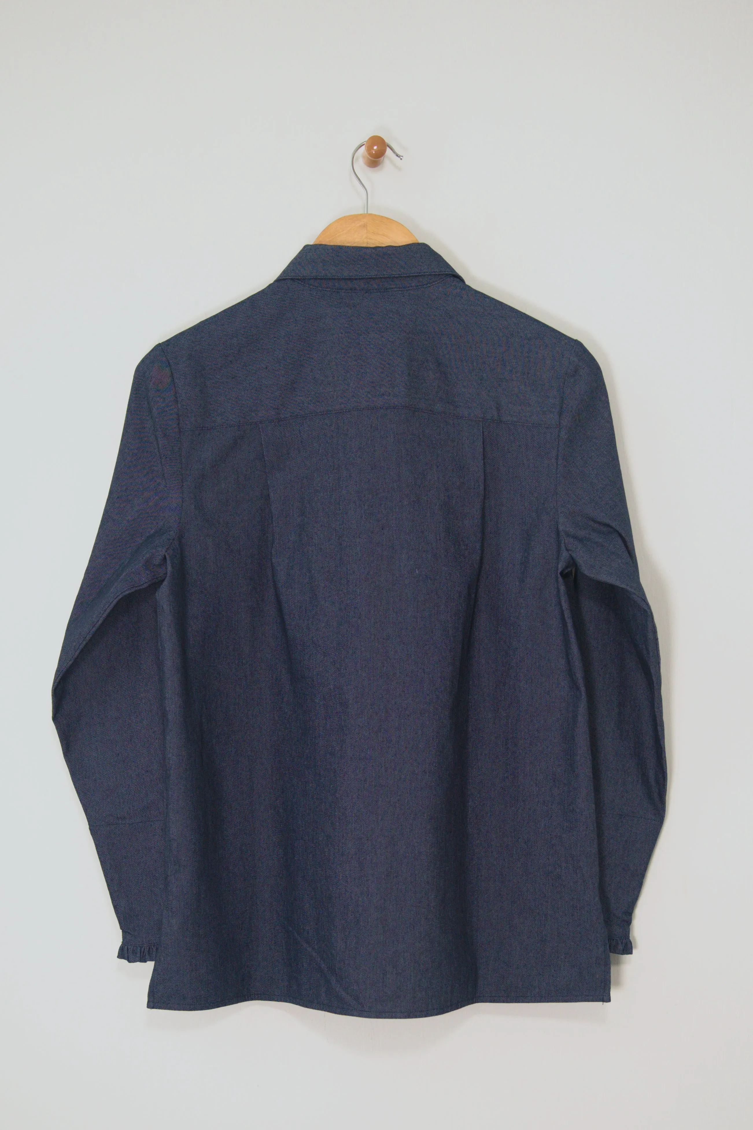 27" Denim Shirt with Ruffle Cuff