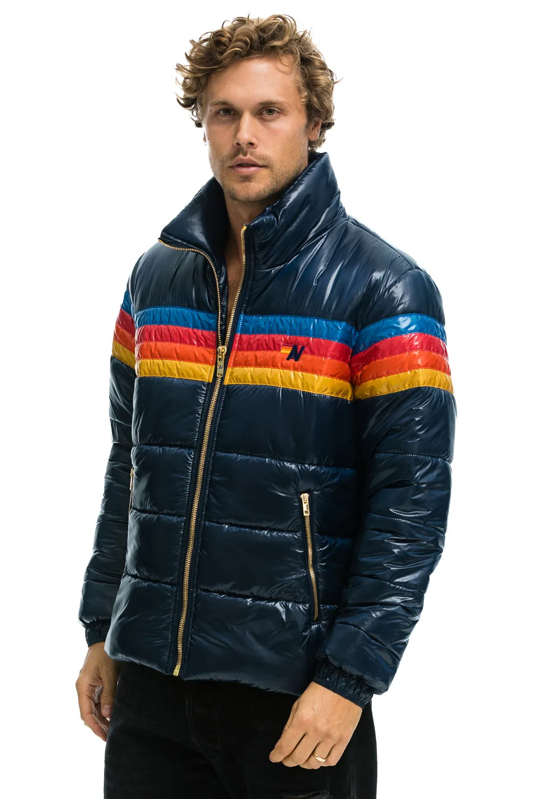 4 STRIPE LUXE TRAVELER JACKET - GLOSSY DEEP BLUE