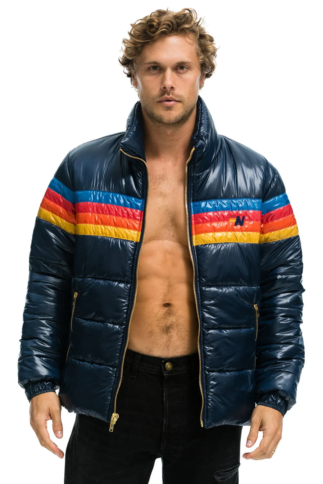 4 STRIPE LUXE TRAVELER JACKET - GLOSSY DEEP BLUE