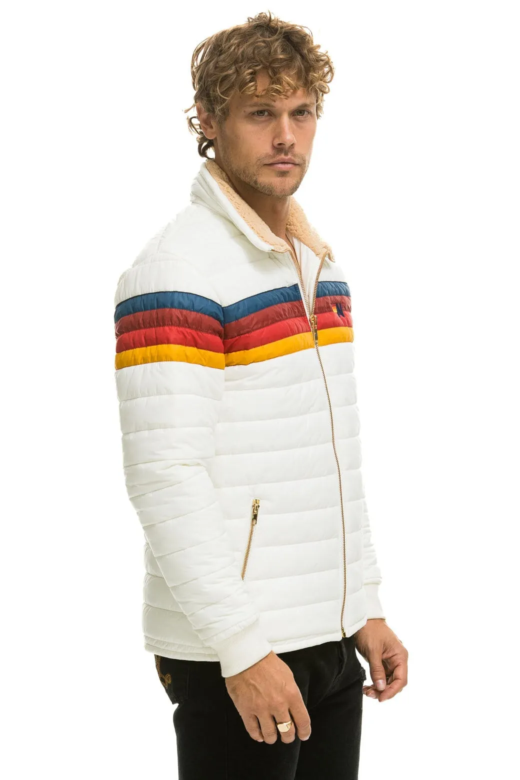 4 STRIPE RAINBOW SLEEVE JACKET -  WHITE