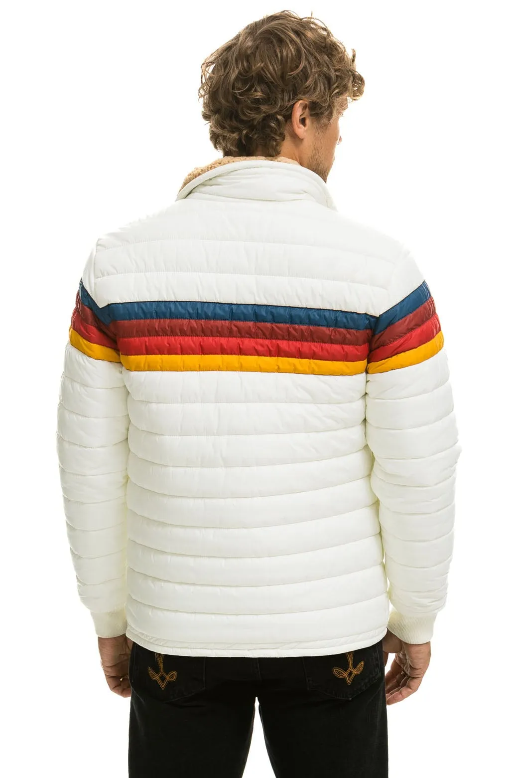 4 STRIPE RAINBOW SLEEVE JACKET -  WHITE