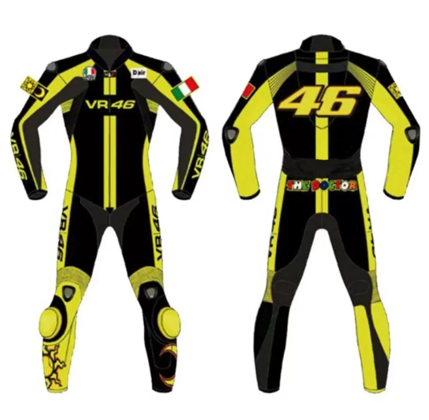 46 MEN MOTORCYCLE YELLOW LEATHER RACING SUIT