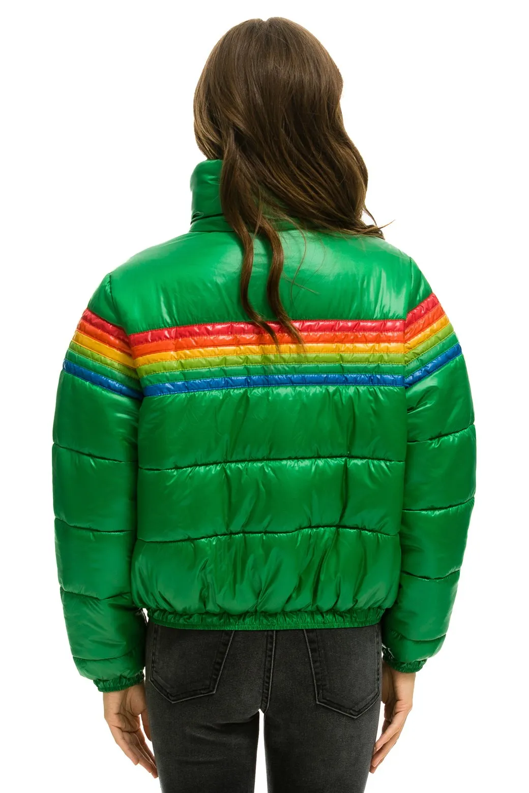 6 STRIPE LUXE APRES PUFFER JACKET - GLOSSY AMAZON