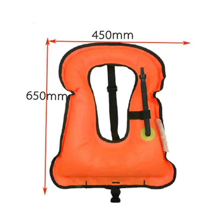 Adult Portable Snorkeling Buoyancy Inflatable Vest Life Jacket Swimming Equipment, Size:650*450mm (Orange)