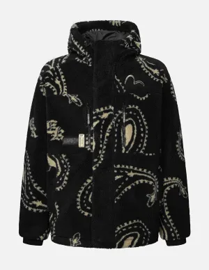 Allover Paisley Print Relax Fit Fleece Padded Hooded Jacket