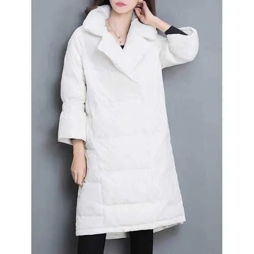 Balloon Sleeve Puffer Jacket - White Xl