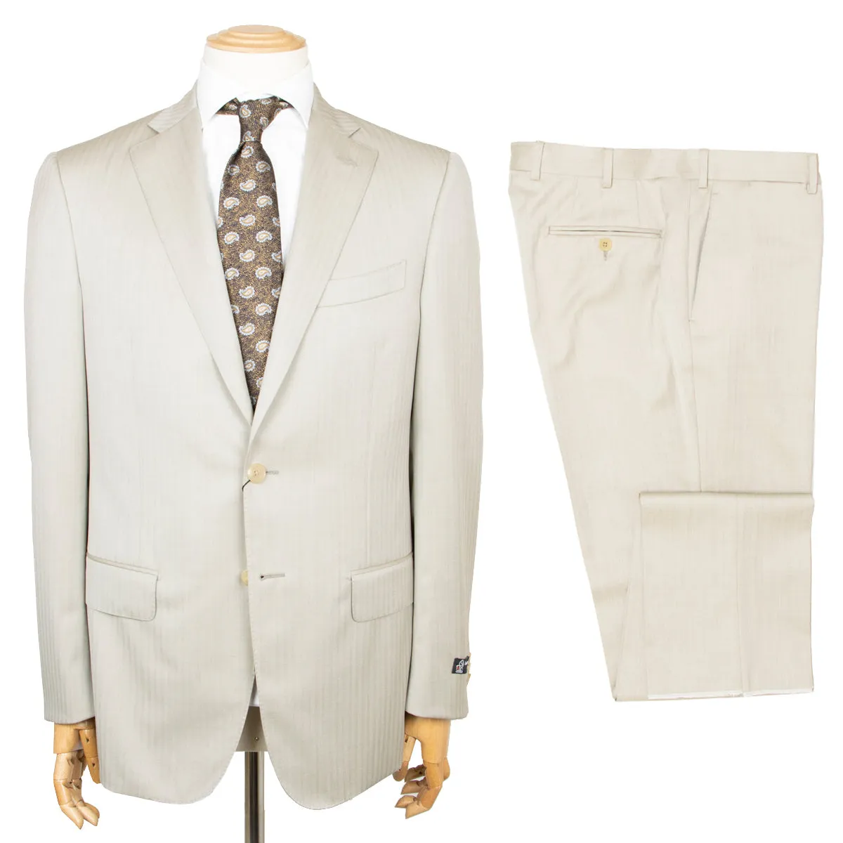 Beige Solaro 150s Wool Suit