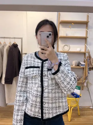 Black and white wool jacket