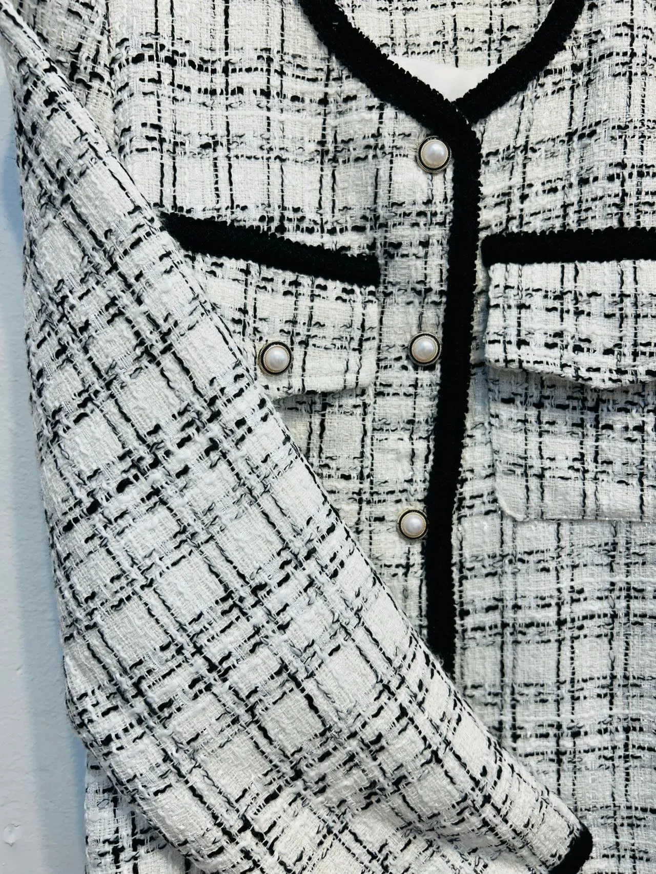 Black and white wool jacket