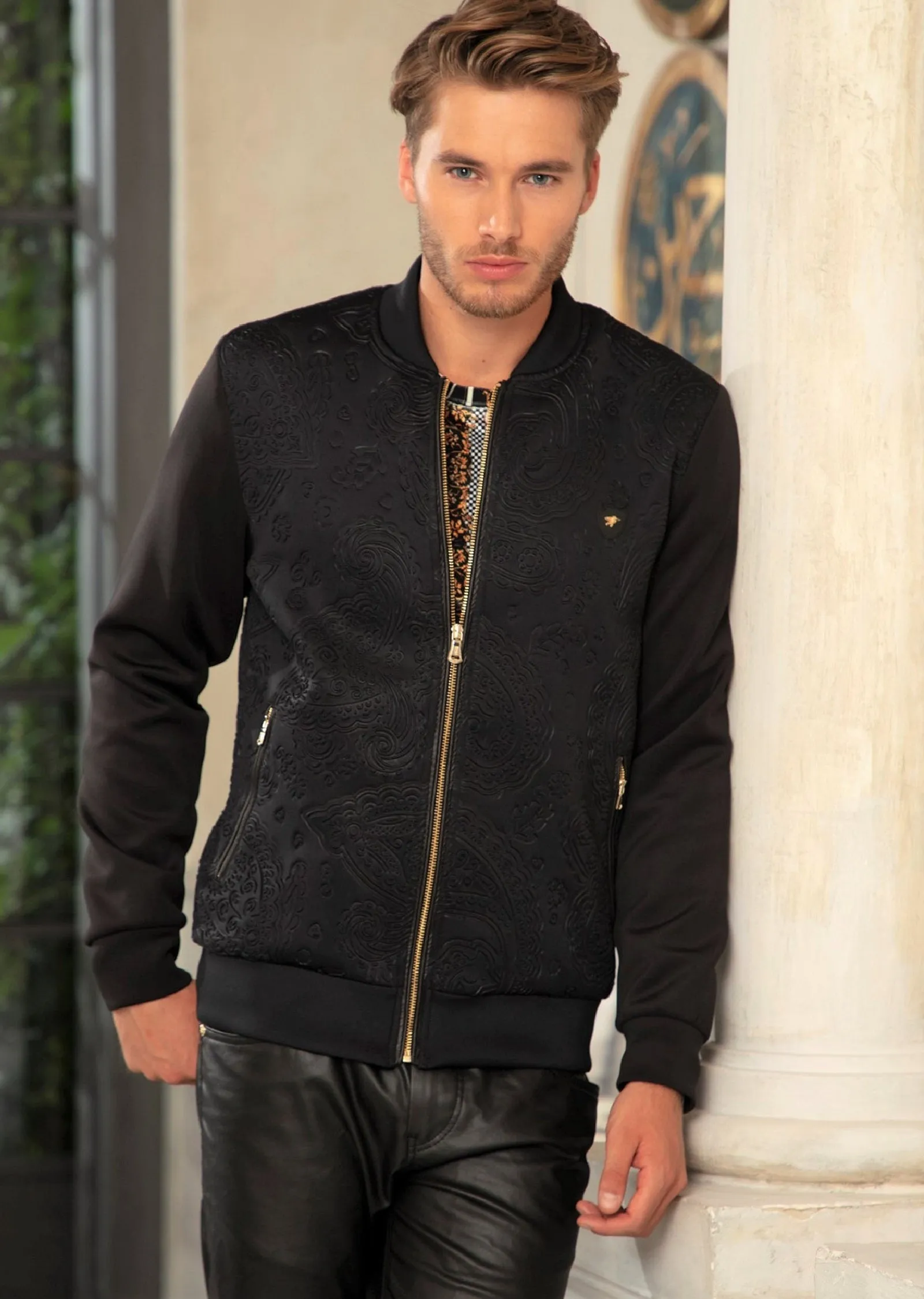 Black Gold Paisley Scuba Jacket