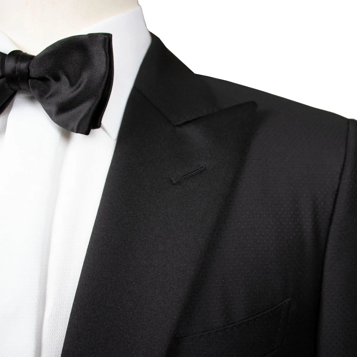 Black Pin Dot Drago Wool Tuxedo Suit