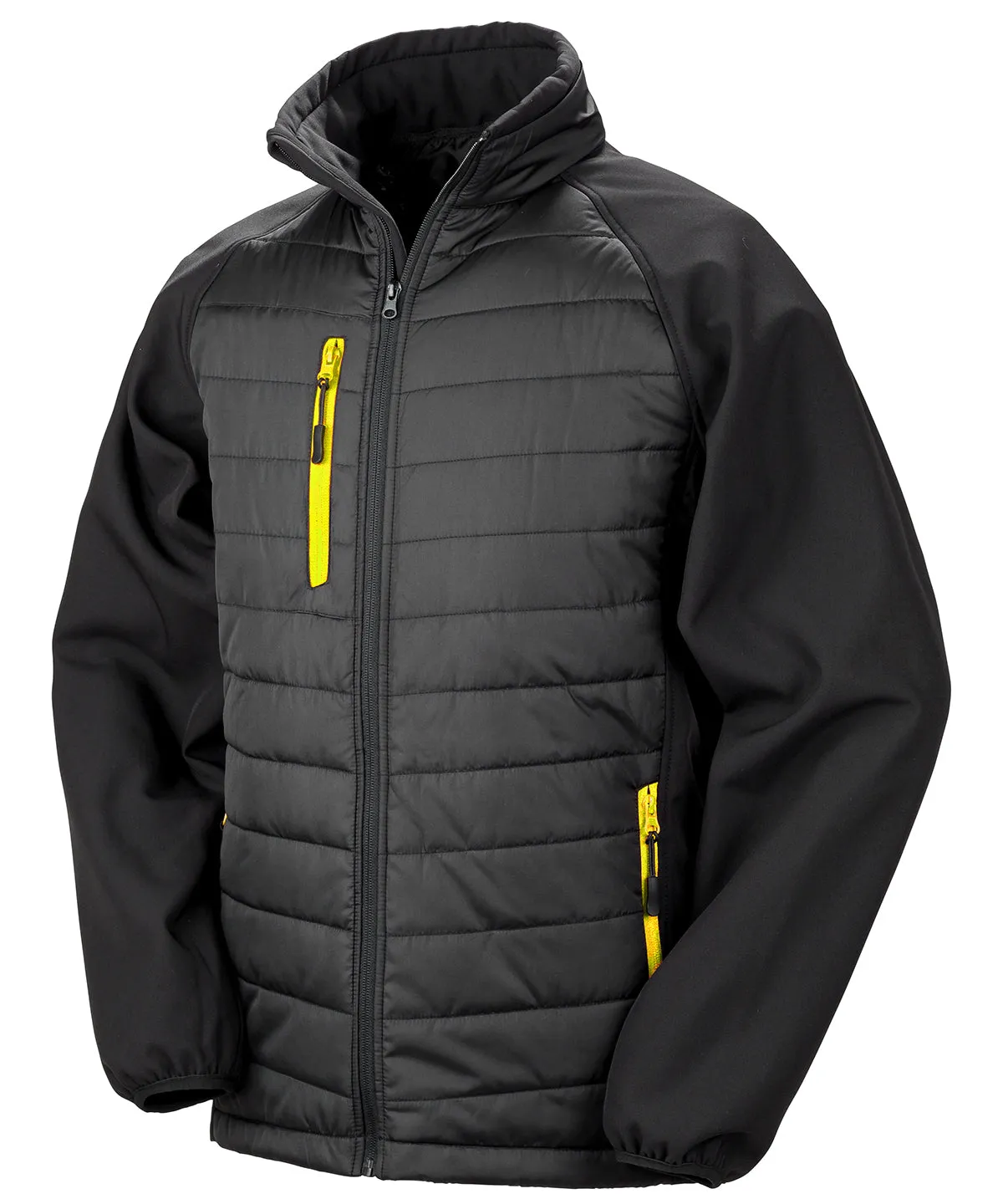 Black/Yellow - Compass padded softshell jacket