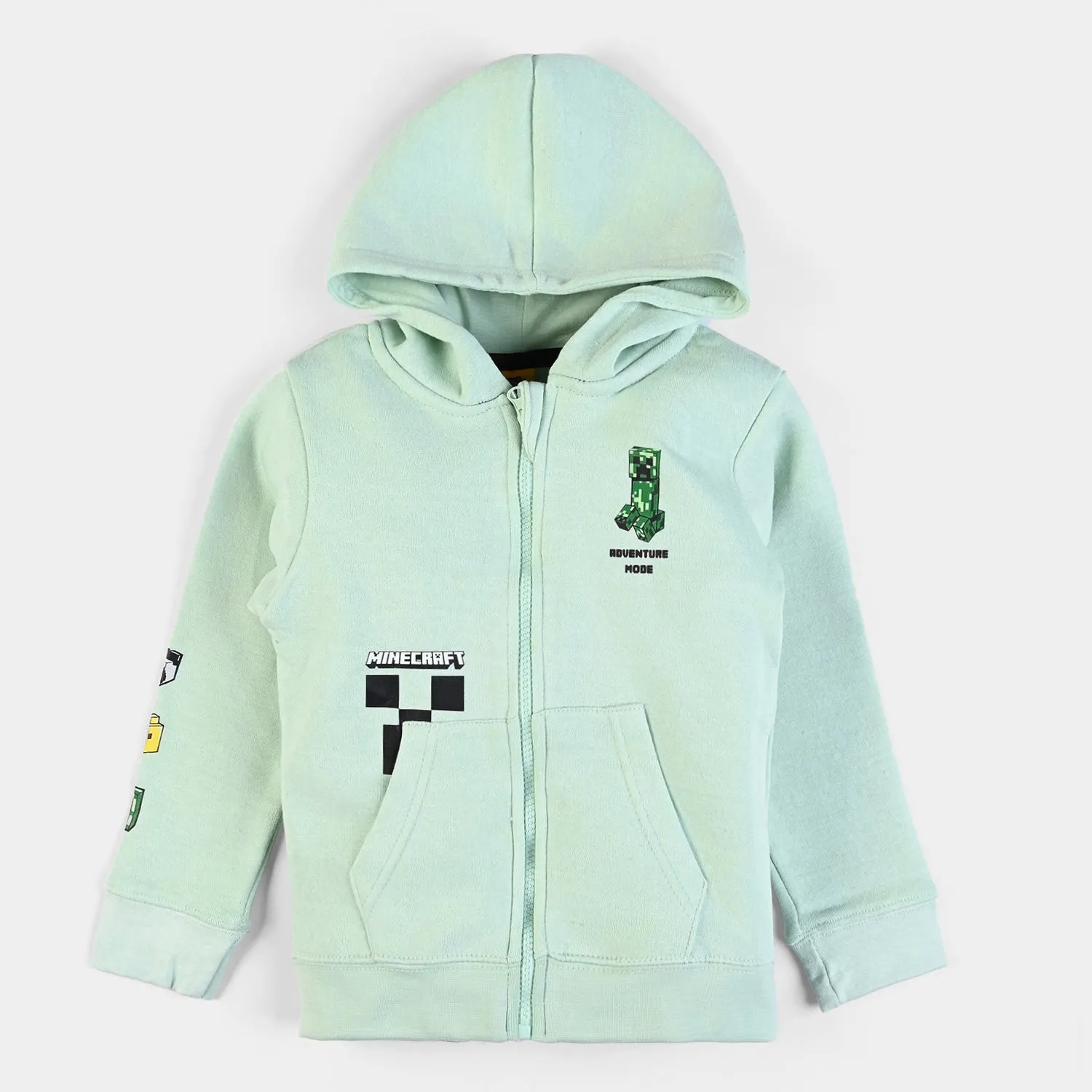 Boys Fleece Knitted Hooded Jacket Minecraft-G.Green