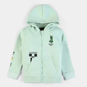 Boys Fleece Knitted Hooded Jacket Minecraft-G.Green