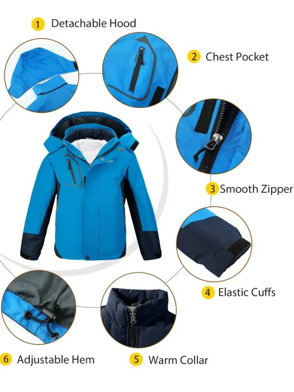 Boys Winter Warm Jacket 3 in 1 Ski Jacket