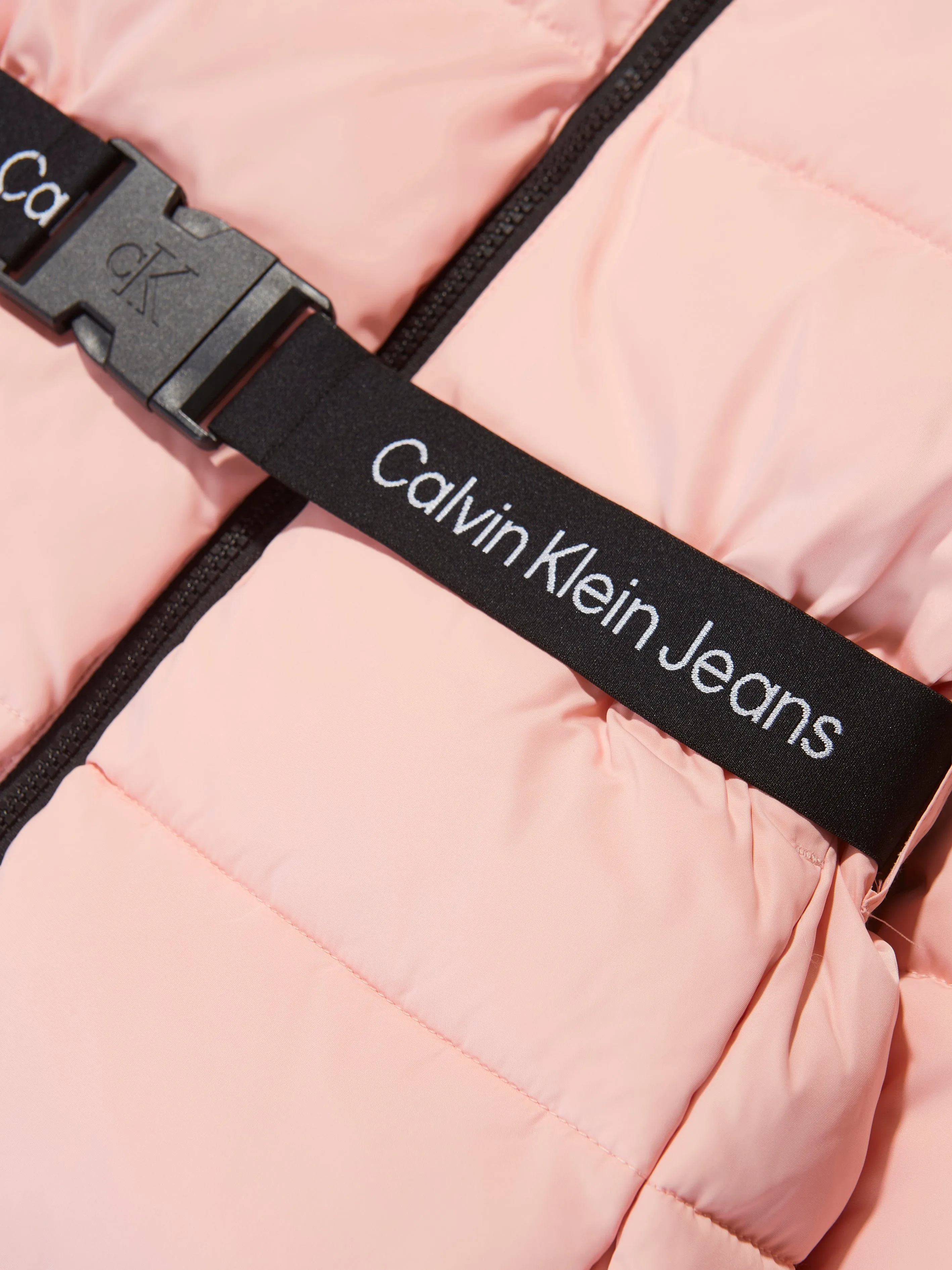 Calvin Klein Girls Logo Tape Belt Jacket in Pink