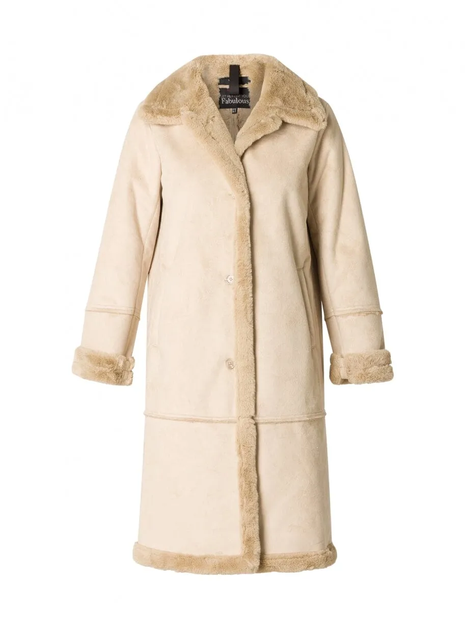 CASUAL SUEDE FAUX FUR COAT