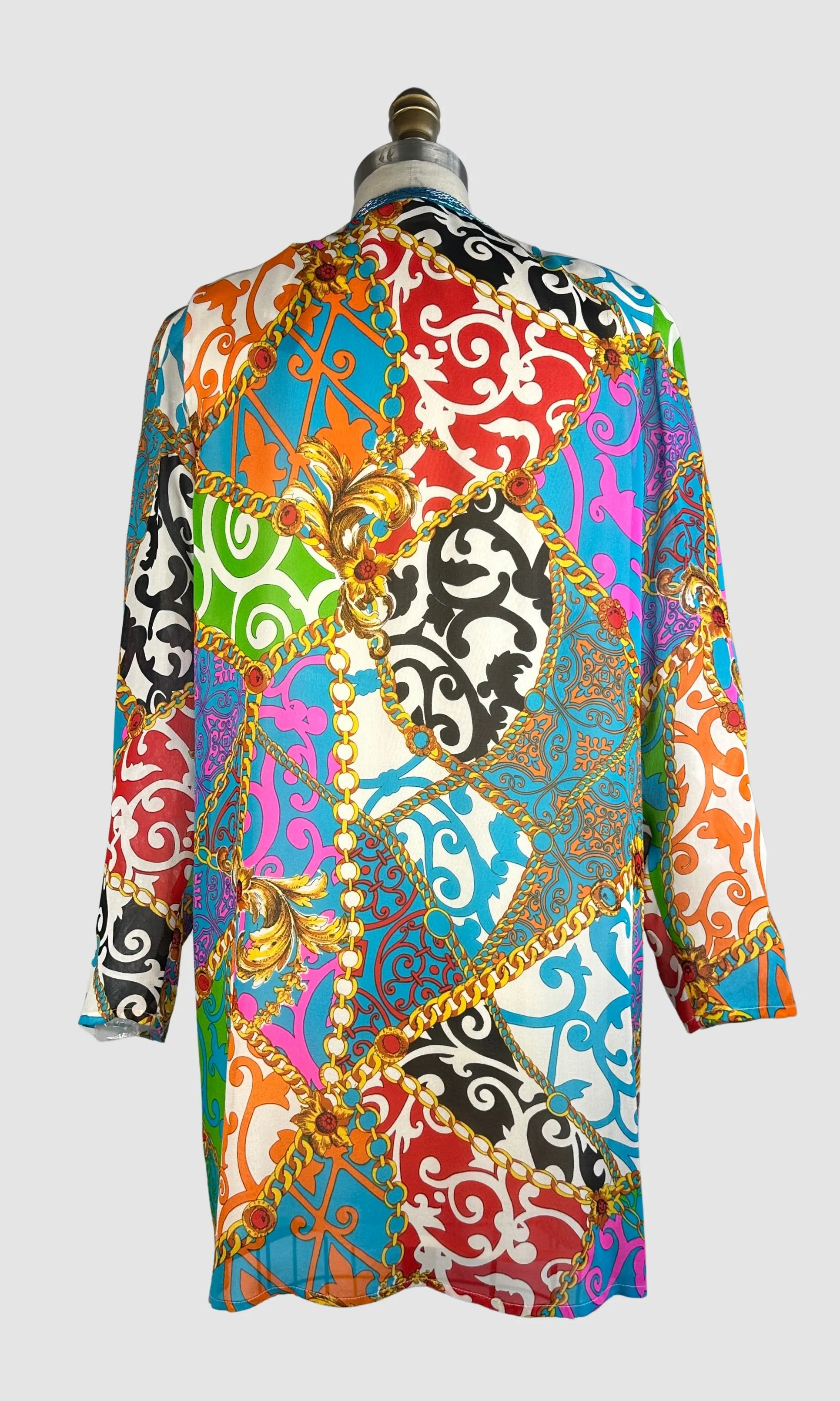 DIANE FREIS 80s Baroque Print Beaded Silk Jacket  • Small