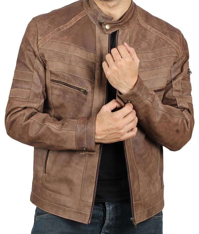 Douglas Men's Classic Brown Leather Jacket