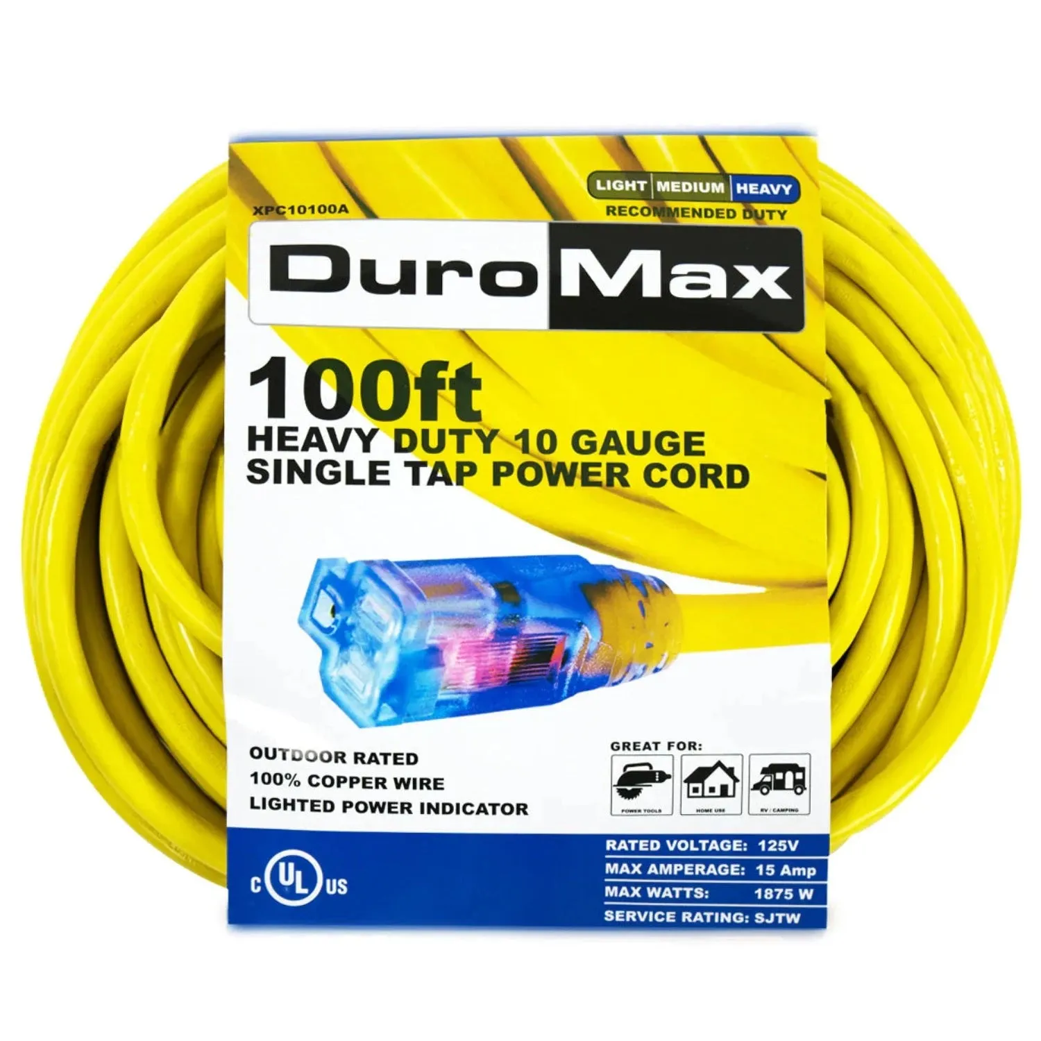 DuroMax 100-Foot 10 Gauge Single Tap Extension Power Cord