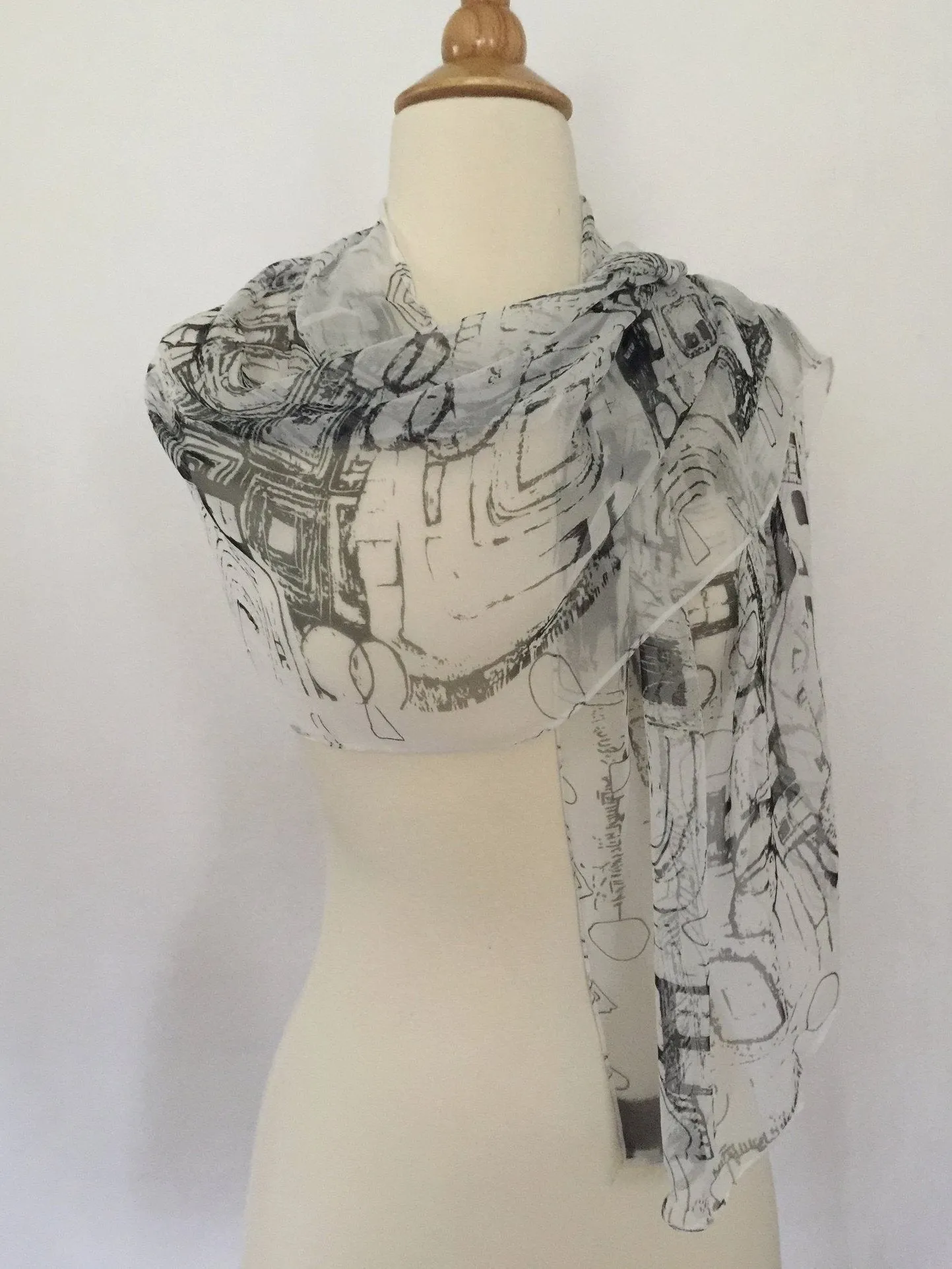 Gustav Klimt Abstract Scarf - Black/White