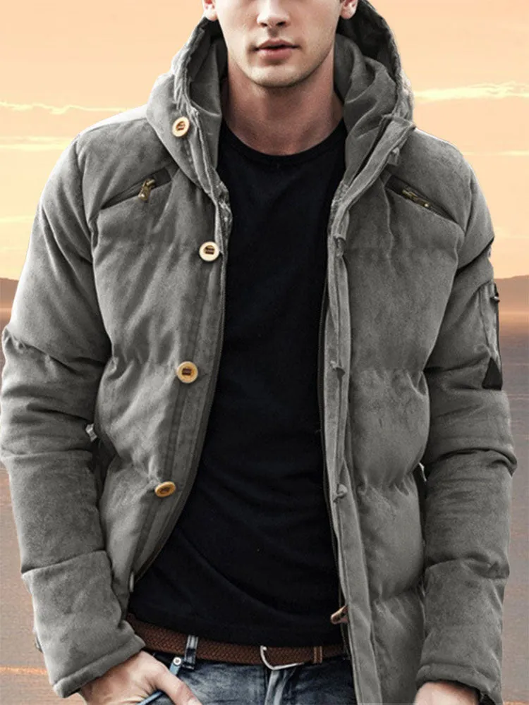 Hooded Corduroy Warm Jacket