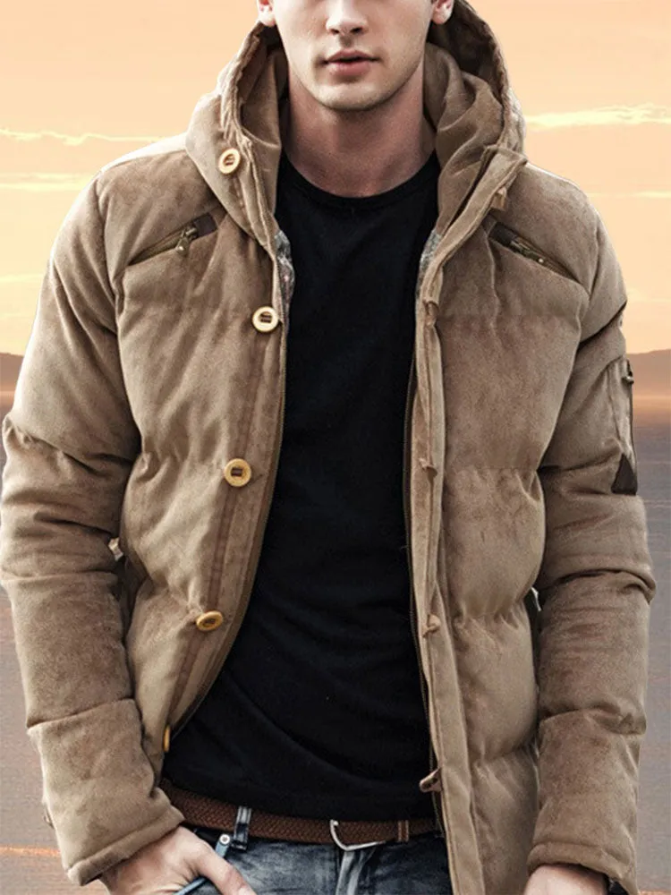 Hooded Corduroy Warm Jacket