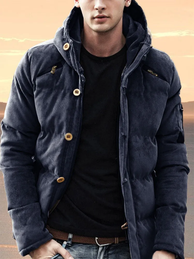 Hooded Corduroy Warm Jacket