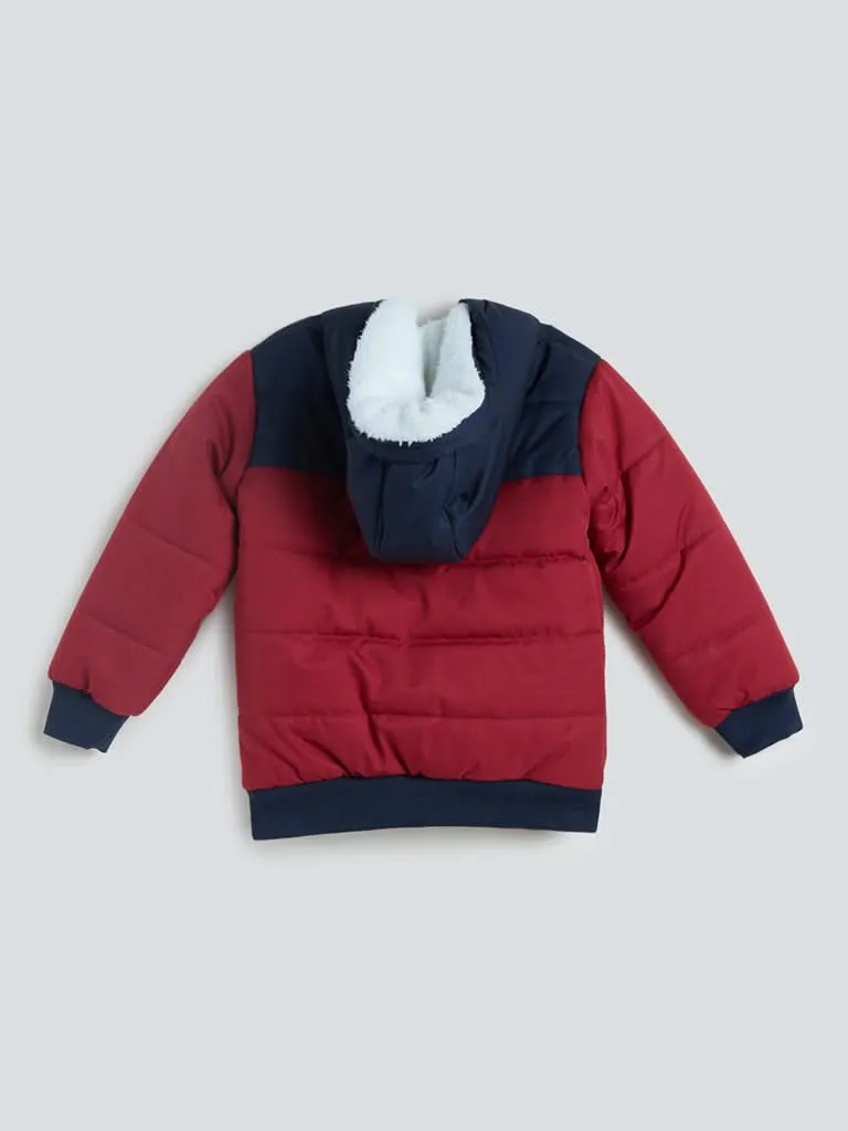 HOP Kids Navy Colour-Block Hooded Jacket