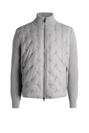 Hybrid zip jacket made of merino wool and nylon quilting