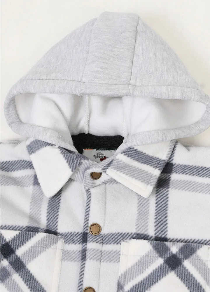 Kids Boys and Girls Sherpa Lined Warm Fleece Plaid Jacket with Hood