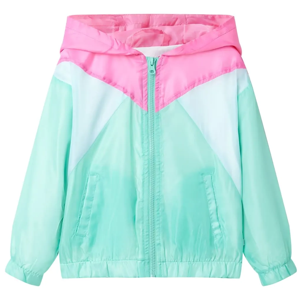 Kids' Multicolour Hooded Jacket with Zip - Size 116, Ages 5-6, Water-Resistant & Breathable