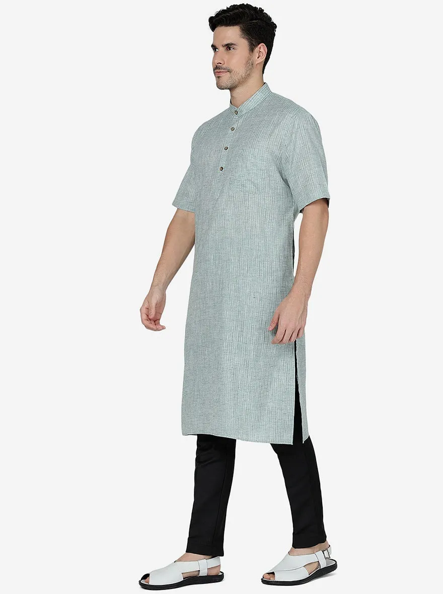 Light Green Solid Regular Fit Modi Kurta | JadeBlue