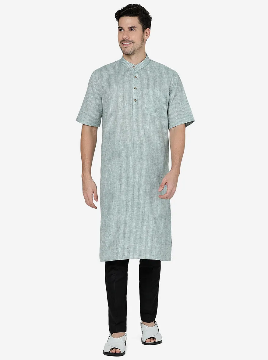 Light Green Solid Regular Fit Modi Kurta | JadeBlue