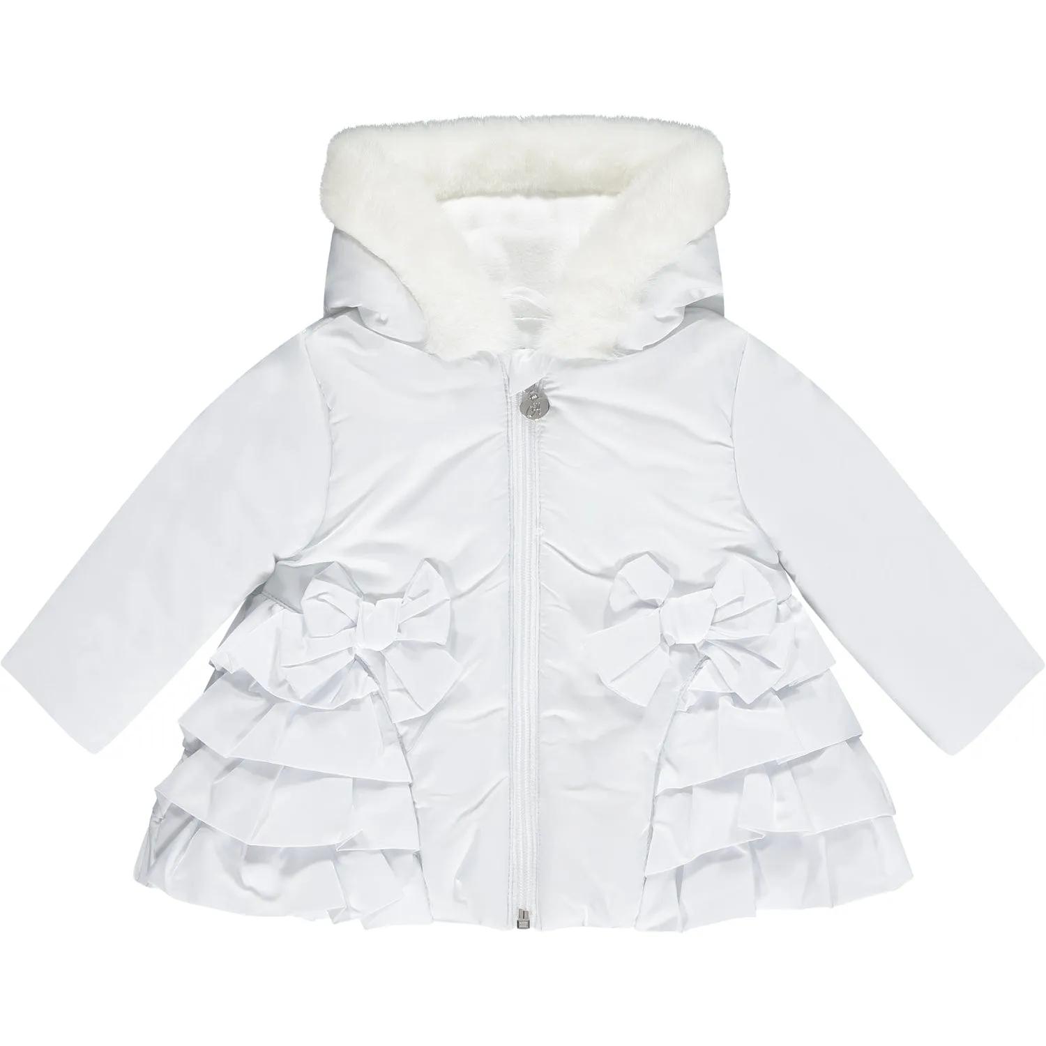 LITTLE A - Ella Frill Jacket With Faux Fur Trim - White