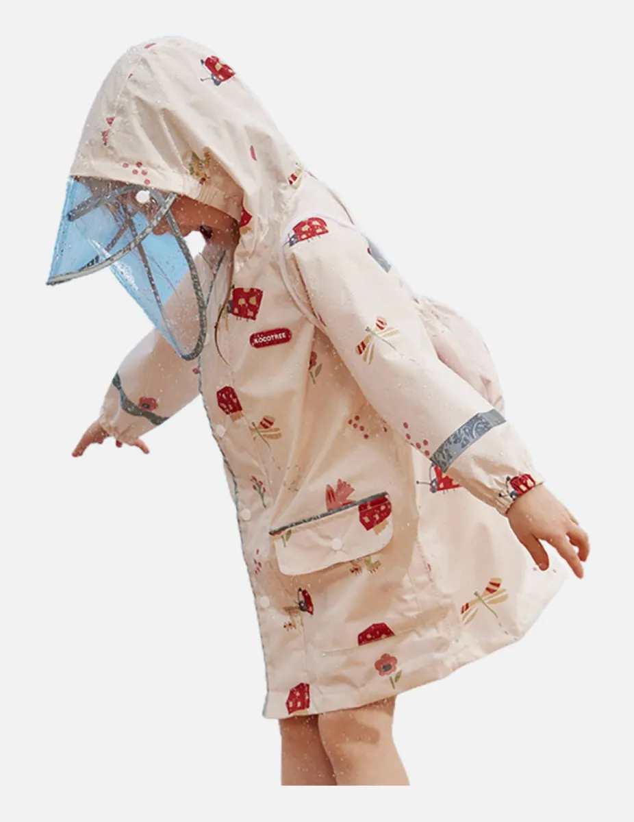 Little Surprise Box Cream Woodland Butterfly Theme Kids Raincoat, Jacket Style