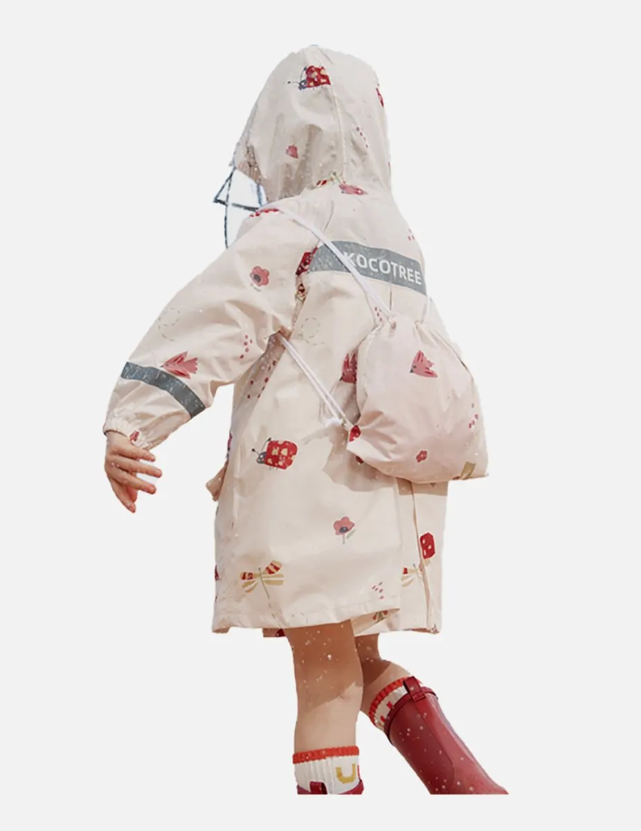 Little Surprise Box Cream Woodland Butterfly Theme Kids Raincoat, Jacket Style