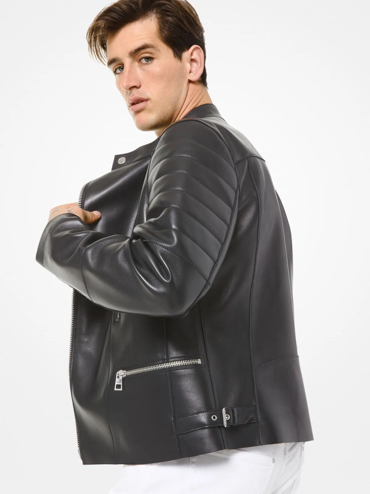 Men Motorcycle Leather Jacket