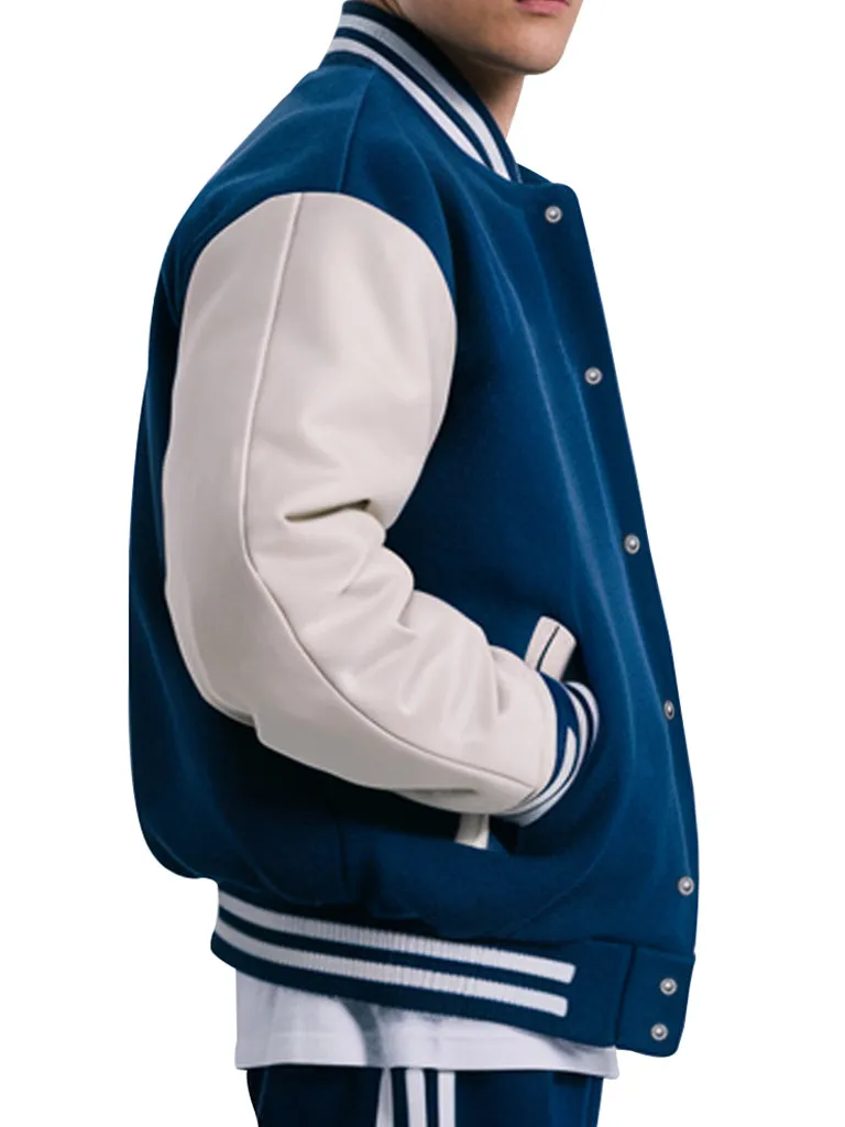 Men's Blue Baseball Rabbit Varsity Jacket