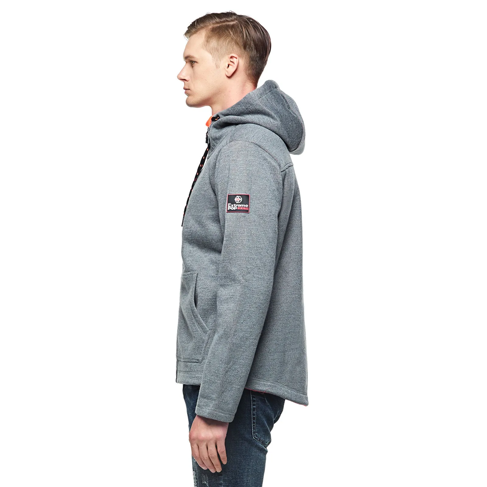 Men's Bonded Zip-up Hoodie Grey size S M L XL