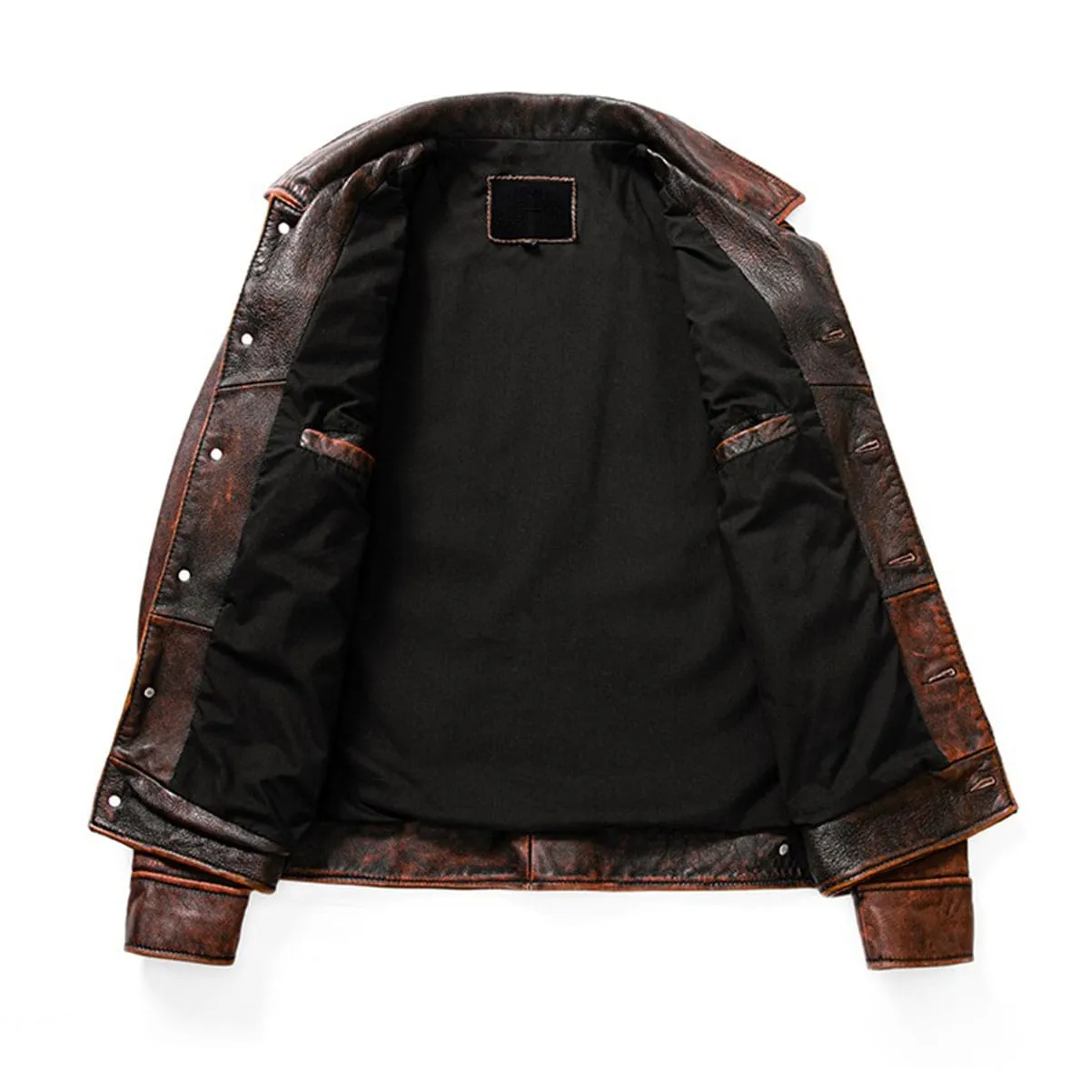 Men's Classic Genuine Cowhide Leather Coat for Autumn and Winter Warmth