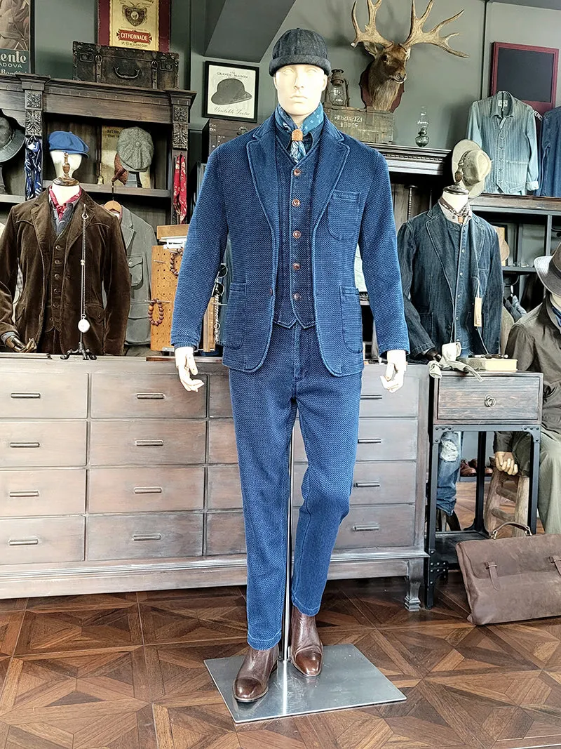 Men's Sashiko Suit Blazer Indigo