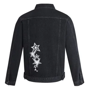 Mens Star Graphic Button Up Denim Jacket