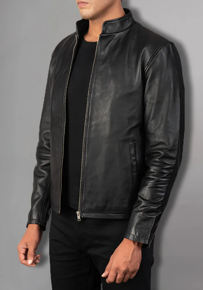 Men's  Vintage Style Biker Motorcycle Leather Jacket