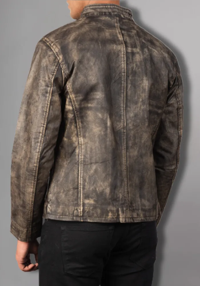 Men's  Vintage Style Biker Motorcycle Leather Jacket