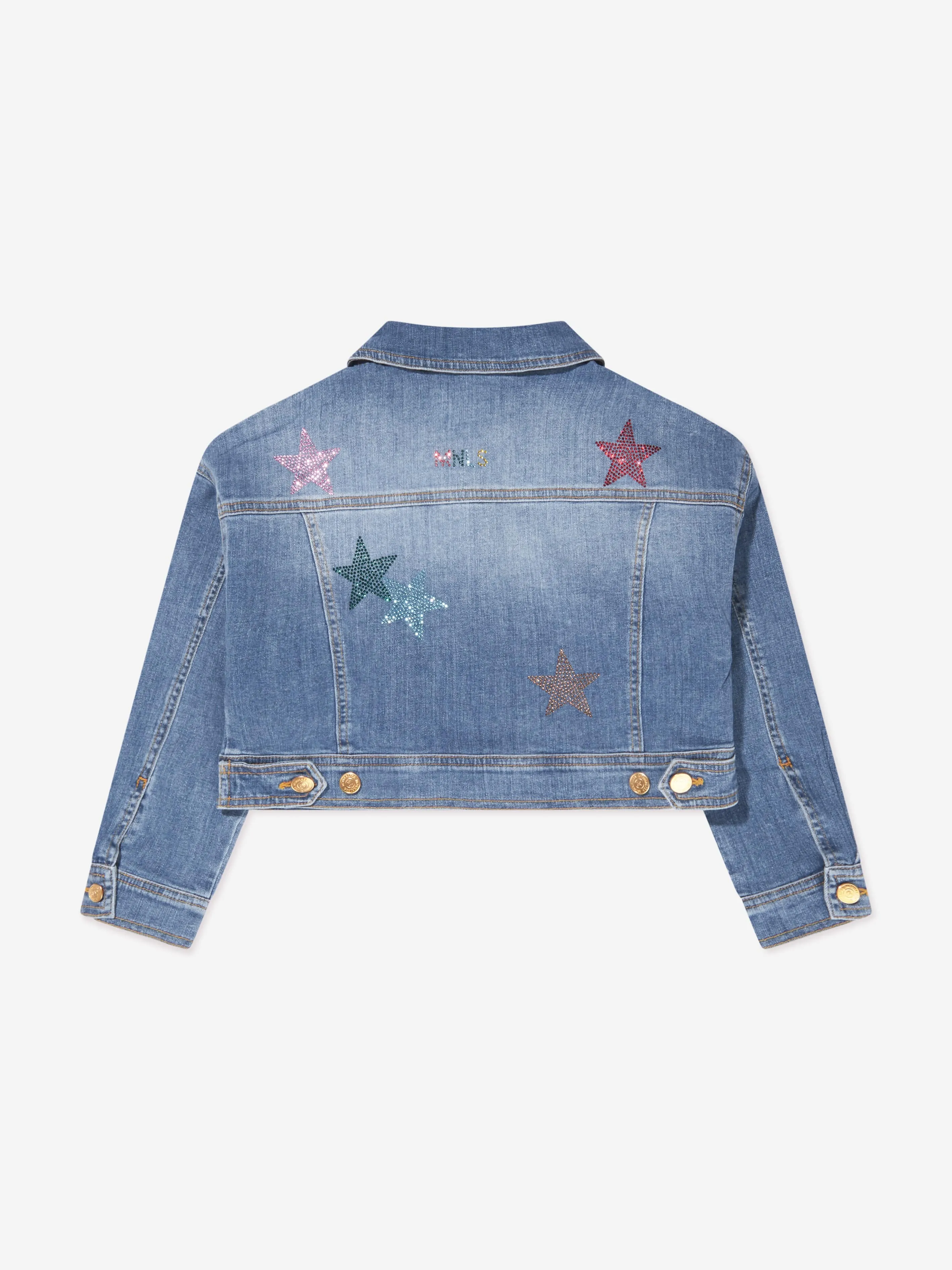 Monnalisa Girls Star Denim Jacket in Blue