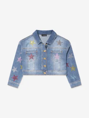 Monnalisa Girls Star Denim Jacket in Blue