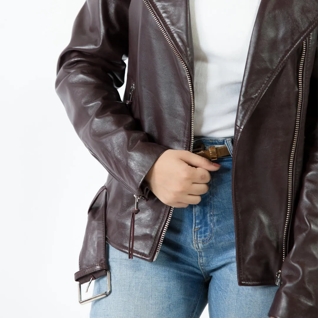 Motorcycle Burgundy Leather Jacket