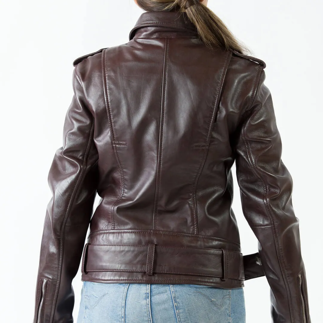 Motorcycle Burgundy Leather Jacket