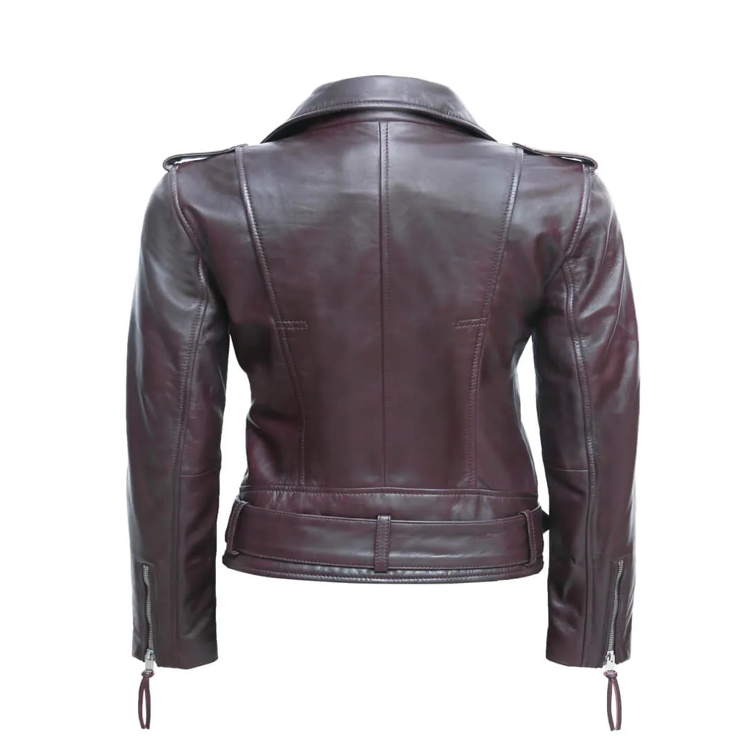 Motorcycle Burgundy Leather Jacket